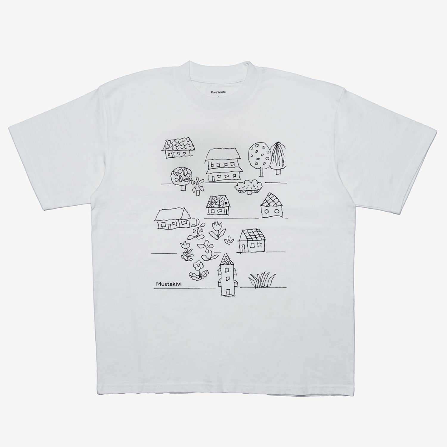 ヴィレッジTシャツL 白 石本藤雄デザイン｜Mustakivi
